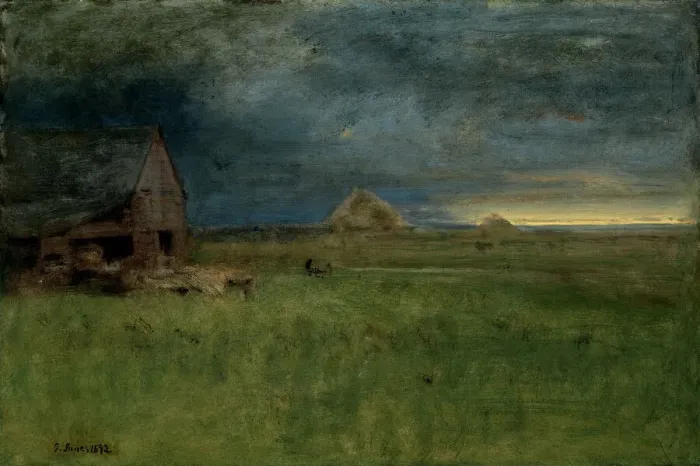 Framed Print : The Lonely Farm, Nantucket, 1892. Creator: George Inness Framed Print : The Lonely Farm, Nantucket, 1892. Creator: George Inness