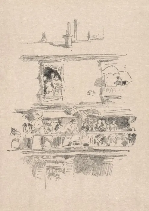 Framed Print : The Long Balcony, 1894. Creator: James McNeill Whistler (American, 1834-1903) Framed Print : The Long Balcony, 1894. Creator: James McNeill Whistler (American, 1834-1903)
