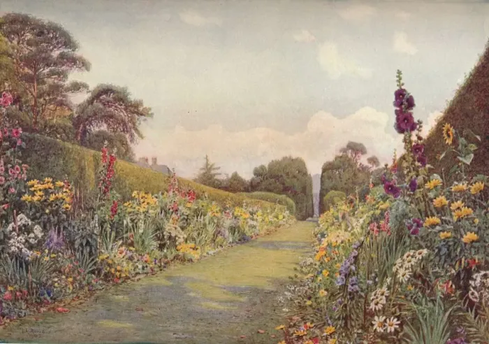 Framed Print : The Long Border, Holme Lacy, (1903). Artist: Ernest Arthur Rowe
