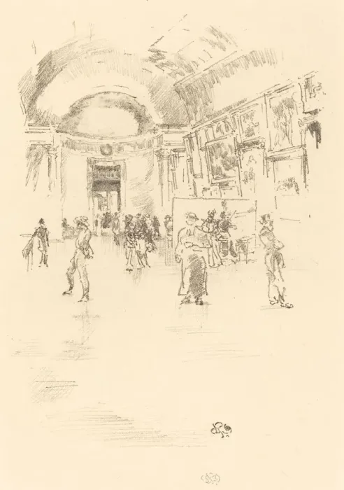 Framed Print : The Long Gallery, Louvre, 1894. Creator: James Abbott McNeill Whistler Framed Print : The Long Gallery, Louvre, 1894. Creator: James Abbott McNeill Whistler