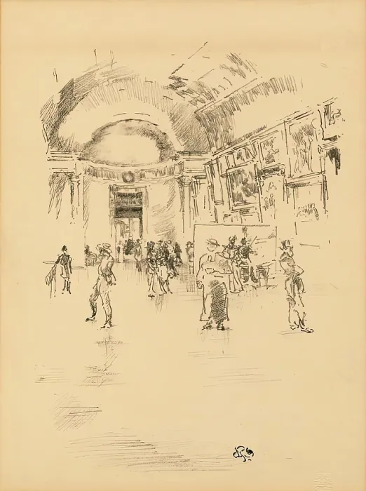 Framed Print : Long Gallery at the Louvre, c1896. Creator: James Abbott McNeill Whistler Framed Print : Long Gallery at the Louvre, c1896. Creator: James Abbott McNeill Whistler