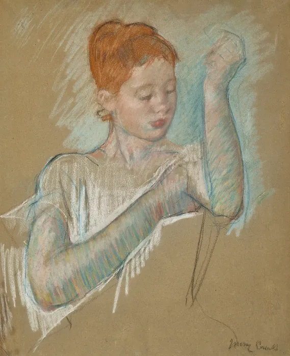 Framed Print : The Long Gloves, 1886. Creator: Cassatt, Mary (1845-1926) Framed Print : The Long Gloves, 1886. Creator: Cassatt, Mary (1845-1926)
