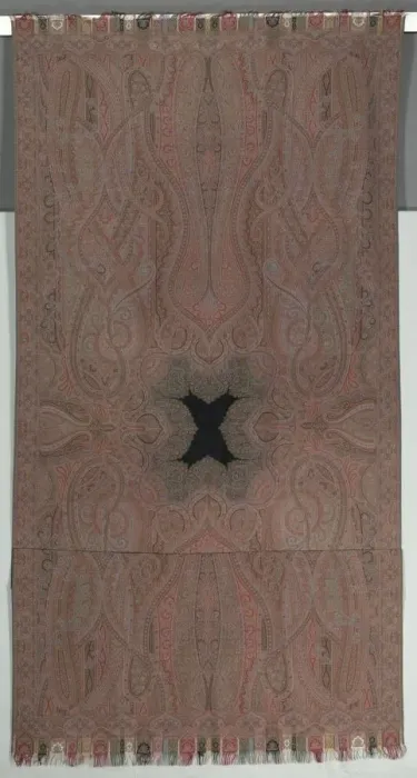 Framed Print : Long Shawl with Large Symmetrical Botehs and Small Black Center, 1855-1862. Creator: Unknown Framed Print : Long Shawl with Large Symmetrical Botehs and Small Black Center, 1855-1862. Creator: Unknown
