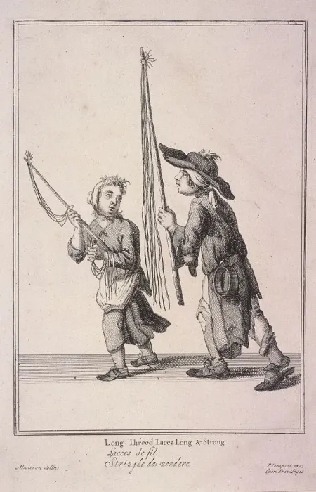 Framed Print : Long Threed Laces Long & Strong, Cries of London, (1688?) Framed Print : Long Threed Laces Long & Strong, Cries of London, (1688?)