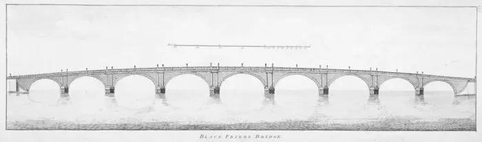 Framed Print : Longitudinal section of Blackfriars Bridge, London, 1766 Framed Print : Longitudinal section of Blackfriars Bridge, London, 1766