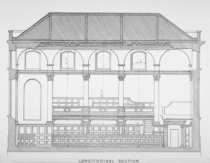 Framed Print : Longitudinal section of the Church of St Clement, Eastcheap, City of London, 1860 Framed Print : Longitudinal section of the Church of St Clement, Eastcheap, City of London, 1860
