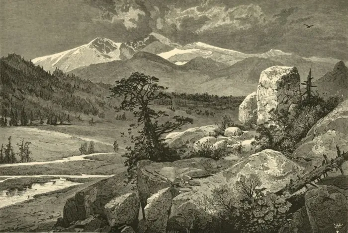 Framed Print : Longs Peak, from Estes Park, 1874. Creator: John Karst Framed Print : Longs Peak, from Estes Park, 1874. Creator: John Karst