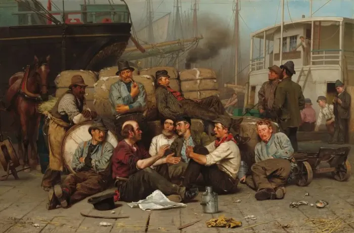 Framed Print : The Longshoremens Noon, 1879. Creator: John George Brown Framed Print : The Longshoremens Noon, 1879. Creator: John George Brown