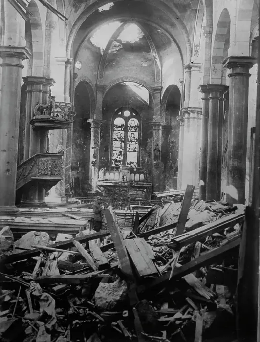 Framed Print : Longwy, Church wrecked by aeroplanes, 5 Feb 1916. Creator: Bain News Service Framed Print : Longwy, Church wrecked by aeroplanes, 5 Feb 1916. Creator: Bain News Service