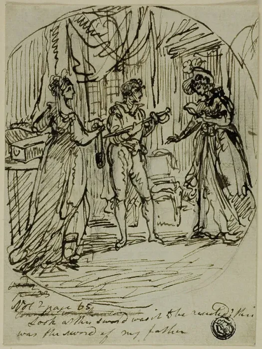 Framed Print : Look at This Sword, Was it to Be Resisted?, from Eleanora: from the Sorrows of Werter, n.d. Creators: Haggitt, William Artaud, Edward Dayes Framed Print : Look at This Sword, Was it to Be Resisted?, from Eleanora: from the Sorrows of Werter, n.d. Creators: Haggitt, William Artaud, Edward Dayes