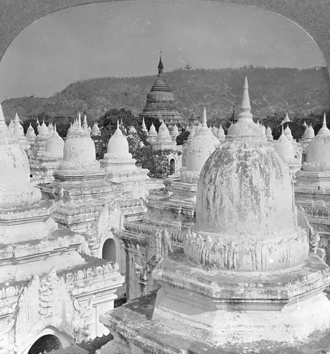 Framed Print : Looking over the 450 pagodas at Mandalay, Burma, 1908. Artist: Stereo Travel Co Framed Print : Looking over the 450 pagodas at Mandalay, Burma, 1908. Artist: Stereo Travel Co