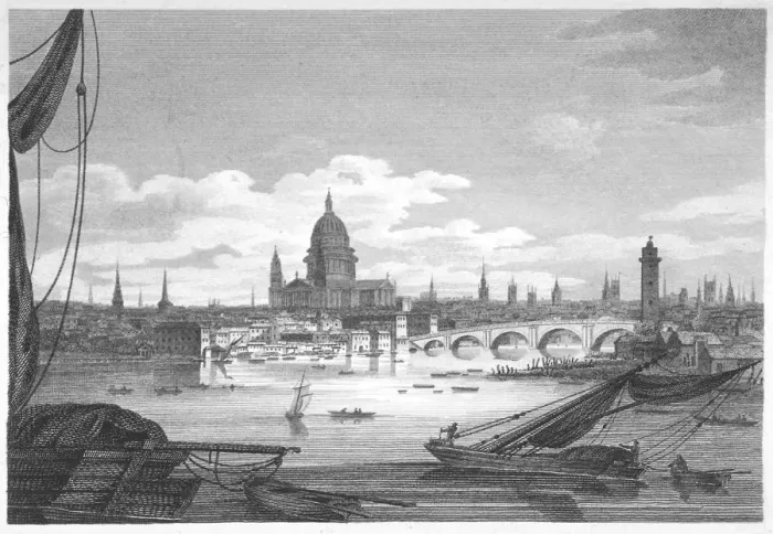 Framed Print : Looking towards Blackfriars Bridge from the west, London, 1810 Framed Print : Looking towards Blackfriars Bridge from the west, London, 1810