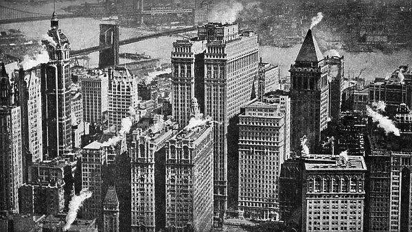 Looking towards Brooklyn over the skyscrapers of Broadway, New York City, USA, c1930s.Artist: Aerofilms