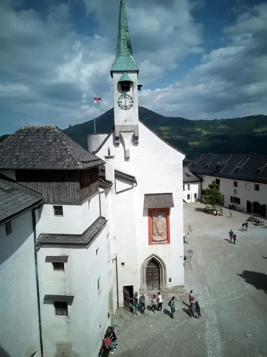 Framed Print : Looking down onto the Chapel and square in the Festung Hohensalzburg, 2022. Creator: Ethel Davies Framed Print : Looking down onto the Chapel and square in the Festung Hohensalzburg, 2022. Creator: Ethel Davies