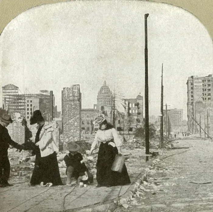 Framed Print : Looking east from corner Ellis and Jones - Tall building, The San Francisco Call, 1906 Framed Print : Looking east from corner Ellis and Jones - Tall building, The San Francisco Call, 1906