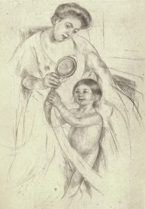 Framed Print : Looking Into A Hand Mirror #3, about 1905. Creator: Mary Cassatt Framed Print : Looking Into A Hand Mirror #3, about 1905. Creator: Mary Cassatt