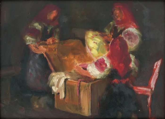 Framed Print : Looking through a hope chest, c1925. Creator: Stefan Straka Framed Print : Looking through a hope chest, c1925. Creator: Stefan Straka