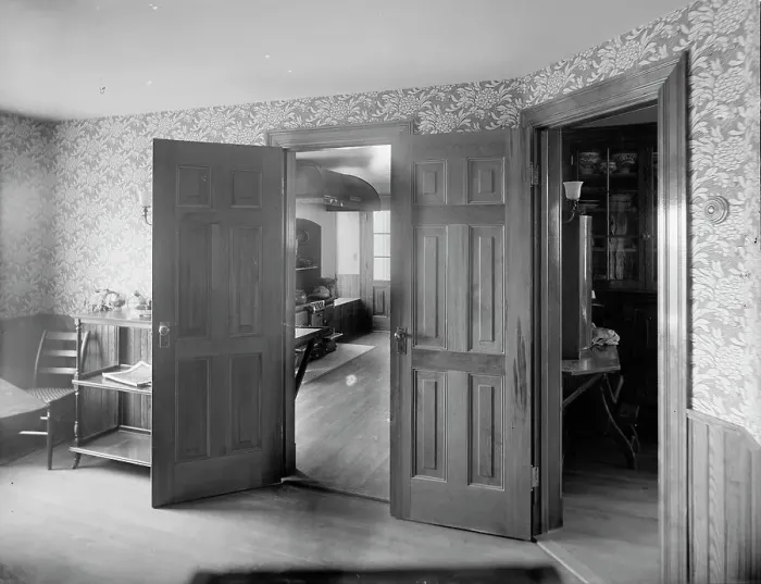 Framed Print : Looking into kitchen, probably in clubhouse, New York City, between 1900 and 1910. Creator: Unknown Framed Print : Looking into kitchen, probably in clubhouse, New York City, between 1900 and 1910. Creator: Unknown