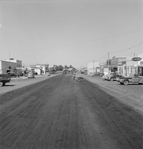 Looking down main street of a frontier... Tulelake, Siskiyou County, California, 1939. Creator: Dorothea Lange
