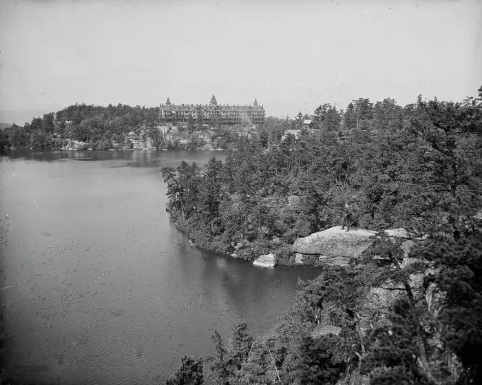 Framed Print : Looking north from Cliff House, Lake Minnewaska, N.Y. between 1900 and 1905. Creator: Unknown Framed Print : Looking north from Cliff House, Lake Minnewaska, N.Y. between 1900 and 1905. Creator: Unknown