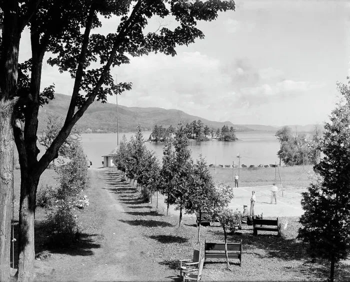 Framed Print : Looking north from Hulett House, Lake George, N.Y. between 1900 and 1910. Creator: Unknown Framed Print : Looking north from Hulett House, Lake George, N.Y. between 1900 and 1910. Creator: Unknown