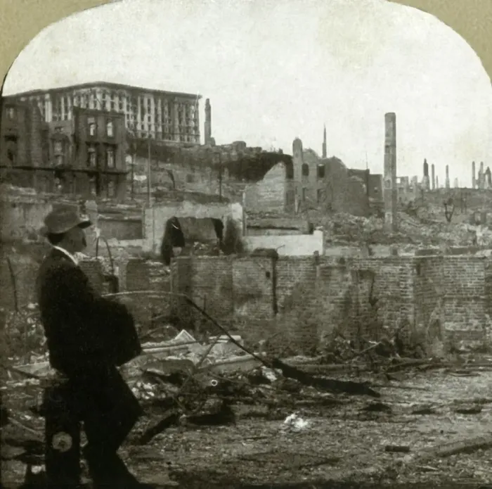 Framed Print : Looking north up Mason St. from Eddy - Ruins of the Fairmont $4, 000, 000 hotel, 1906 Framed Print : Looking north up Mason St. from Eddy - Ruins of the Fairmont $4, 000, 000 hotel, 1906