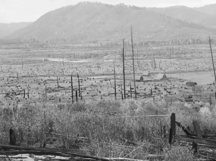 Framed Print : Looking down the Priest River Valley... Bonner County, Idaho, 1939. Creator: Dorothea Lange Framed Print : Looking down the Priest River Valley... Bonner County, Idaho, 1939. Creator: Dorothea Lange