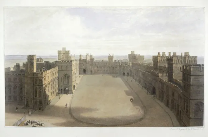 Framed Print : Looking onto the Quadrangle at Windsor, c1825-1830. Artist: William Daniell Framed Print : Looking onto the Quadrangle at Windsor, c1825-1830. Artist: William Daniell