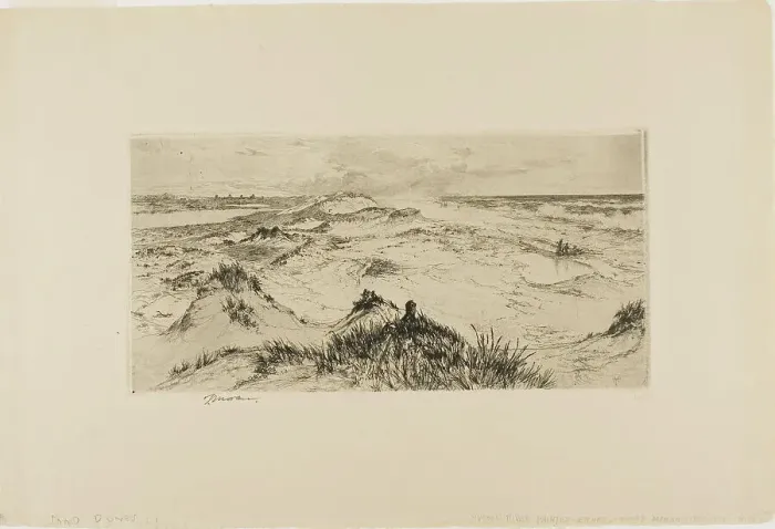 Framed Print : Looking Over the Sand Dunes - Easthampton, 1880. Creator: Thomas Moran Framed Print : Looking Over the Sand Dunes - Easthampton, 1880. Creator: Thomas Moran