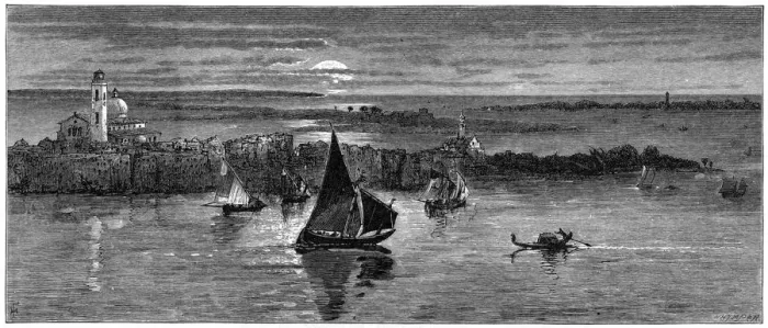 Framed Print : Looking out to sea from Venice, 19th century. Artist: Whymper Framed Print : Looking out to sea from Venice, 19th century. Artist: Whymper