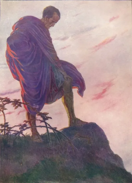 Framed Print : Looking down upon the stream, he stood awhile deep in thought, c1912 (1912) Framed Print : Looking down upon the stream, he stood awhile deep in thought, c1912 (1912)