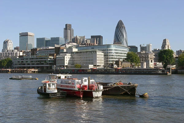 Looking across the Thames towards the City of London