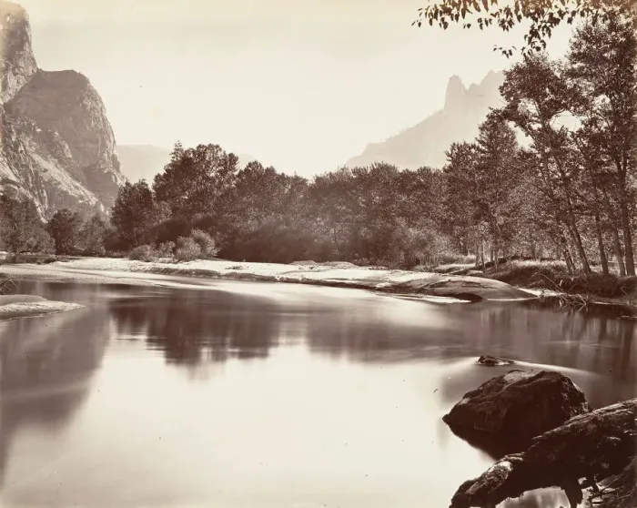Framed Print : Looking Up Yosemite Valley, ca. 1872, printed ca. 1876. Creator: Carleton Emmons Watkins Framed Print : Looking Up Yosemite Valley, ca. 1872, printed ca. 1876. Creator: Carleton Emmons Watkins