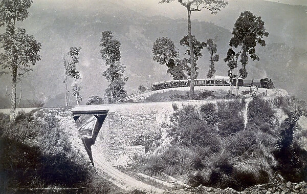 The loop at Agony Point at Tindharia on the Darjeeling Himalayan Railway, 1880s