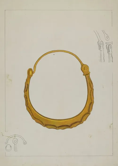 Framed Print : Loop Earring, c. 1937. Creator: Tulita Westfall Framed Print : Loop Earring, c. 1937. Creator: Tulita Westfall