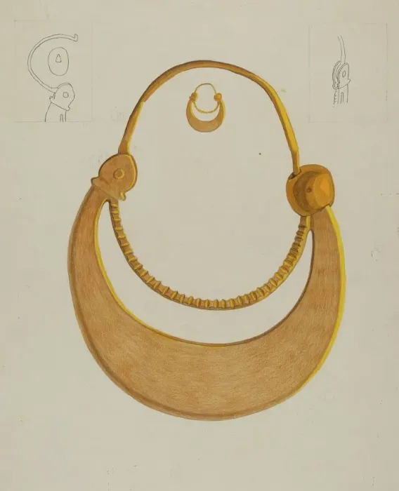 Framed Print : Loop Earrings, c. 1937. Creator: Tulita Westfall Framed Print : Loop Earrings, c. 1937. Creator: Tulita Westfall