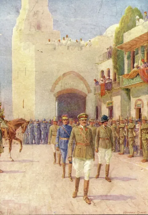 Framed Print : Lord Allenby Entering Jerusalem, c1929. Creators: Howard Davie, Harry Payne Framed Print : Lord Allenby Entering Jerusalem, c1929. Creators: Howard Davie, Harry Payne