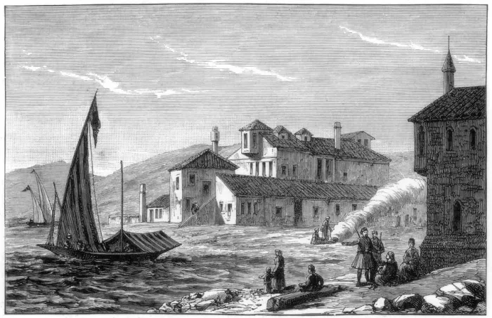 Framed Print : Where Lord Byron died, Missolonghi, Greece, 1888 Framed Print : Where Lord Byron died, Missolonghi, Greece, 1888