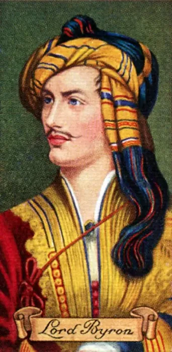 Framed Print : Lord Byron, taken from a series of cigarette cards, 1935 Framed Print : Lord Byron, taken from a series of cigarette cards, 1935
