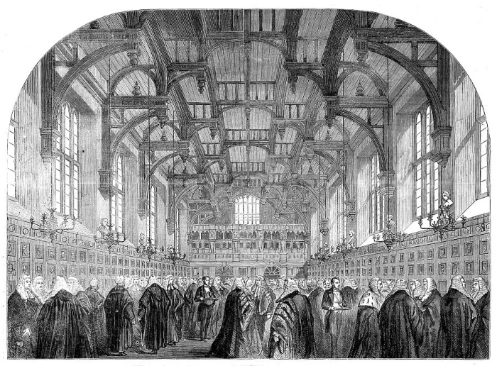 Framed Print : The Lord Chancellor receiving the Judges in the Middle Temple, 1862. Creator: Unknown Framed Print : The Lord Chancellor receiving the Judges in the Middle Temple, 1862. Creator: Unknown