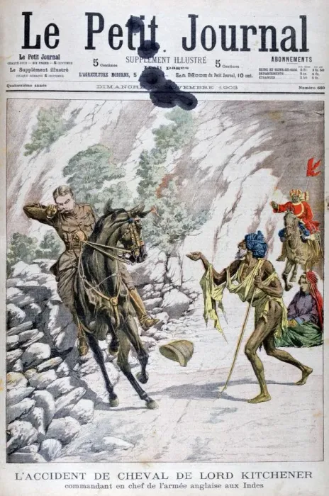 Framed Print : Lord Kitcheners horse accident, India, 1903 Framed Print : Lord Kitcheners horse accident, India, 1903
