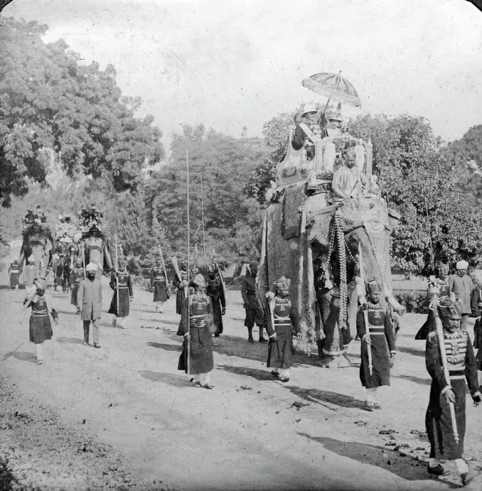 Framed Print : Lord and Lady Harding riding an elephant, India, 1913. Artist: HD Girdwood Framed Print : Lord and Lady Harding riding an elephant, India, 1913. Artist: HD Girdwood