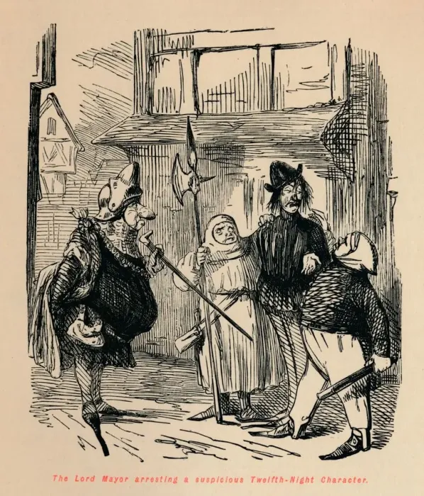 Framed Print : The Lord Mayor arresting a suspicious Twelfth-Night Character, c1860, (c1860). Artist: John Leech Framed Print : The Lord Mayor arresting a suspicious Twelfth-Night Character, c1860, (c1860). Artist: John Leech