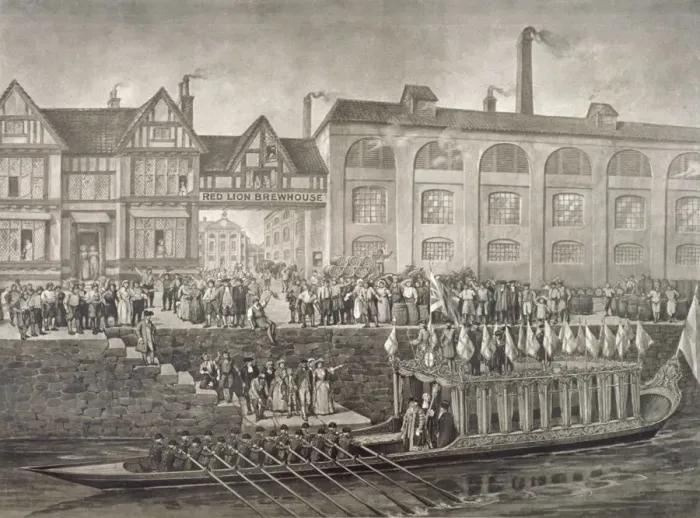 Framed Print : The Lord Mayor departing for Westminster, St Katherines Way, London, 1703 (c1850(?)) Framed Print : The Lord Mayor departing for Westminster, St Katherines Way, London, 1703 (c1850(?))