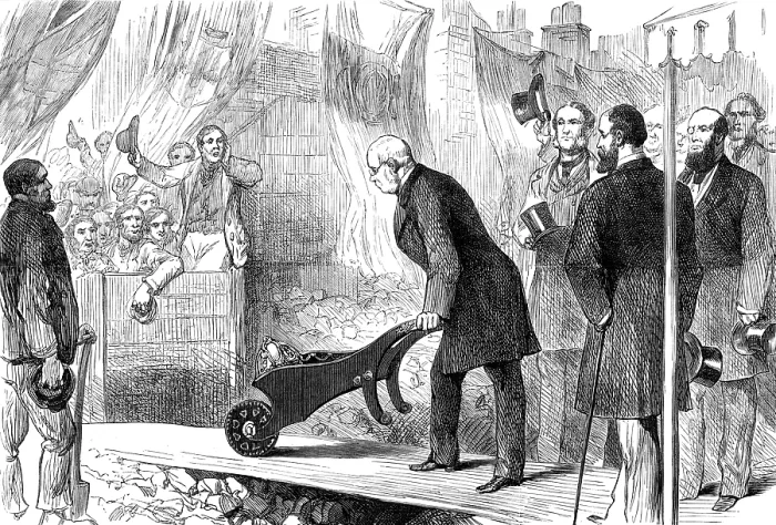 Framed Print : The Lord Mayor of London commencing works for extension of Inner Circle Railway, 1881. Creator: Unknown Framed Print : The Lord Mayor of London commencing works for extension of Inner Circle Railway, 1881. Creator: Unknown
