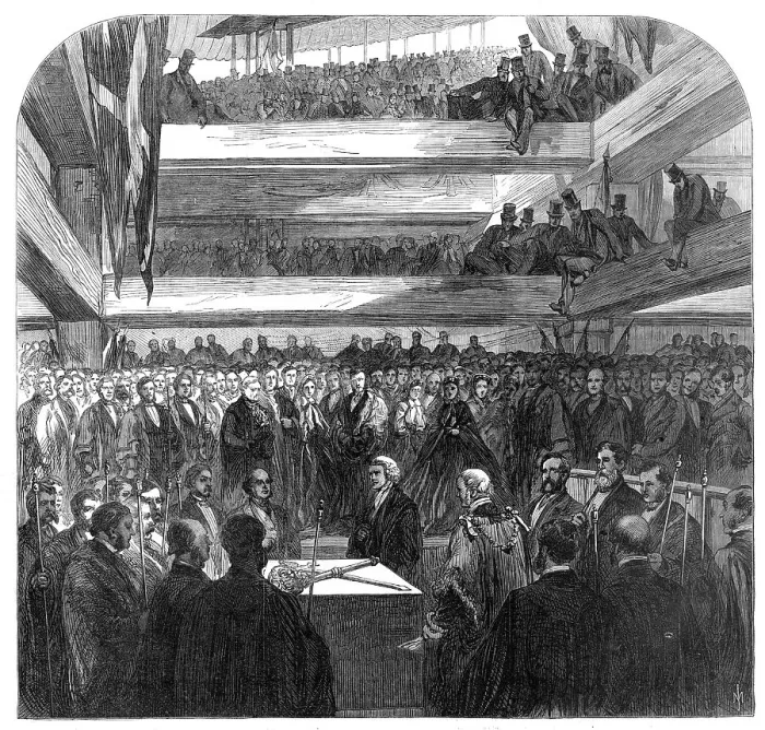 Framed Print : The Lord Mayor of London laying the Foundation-Stone of the new bridge at Blackfriars, 1865. Creator: Unknown Framed Print : The Lord Mayor of London laying the Foundation-Stone of the new bridge at Blackfriars, 1865. Creator: Unknown