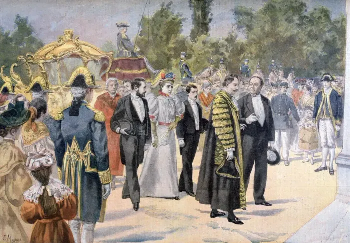 Framed Print : The Lord Mayor of London visiting Bordeaux, France, 1895. Artist: F Meaulle Framed Print : The Lord Mayor of London visiting Bordeaux, France, 1895. Artist: F Meaulle