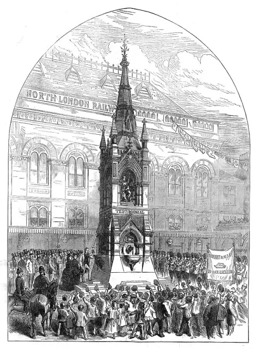 Framed Print : The Lord Mayor opening the new drinking-fountain at Bow, 1872. Creator: Unknown Framed Print : The Lord Mayor opening the new drinking-fountain at Bow, 1872. Creator: Unknown