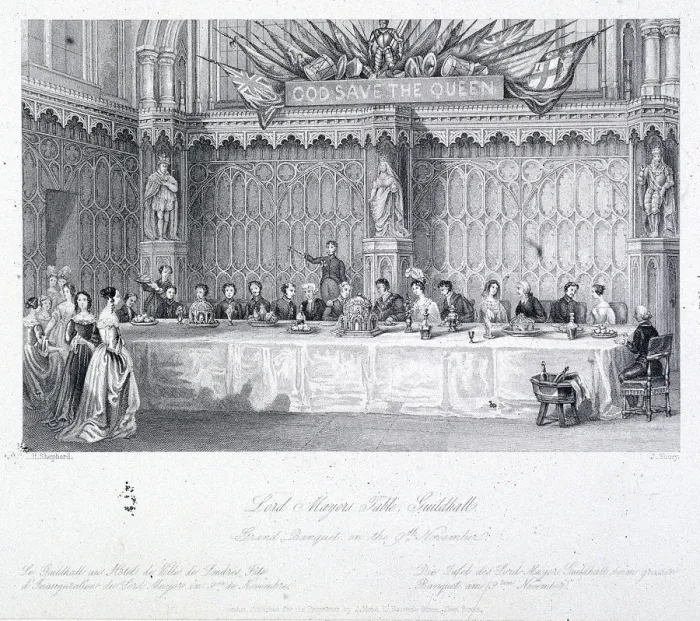 Framed Print : Lord Mayors Banquet, Guildhall, London, c1856. Artist: J Shury Framed Print : Lord Mayors Banquet, Guildhall, London, c1856. Artist: J Shury