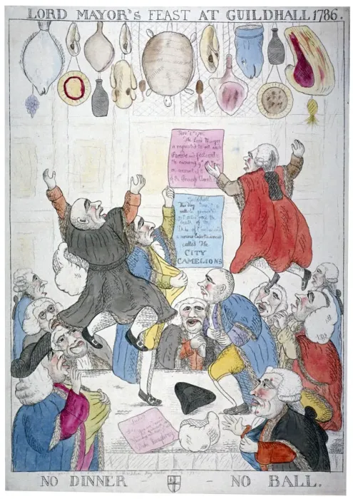 Framed Print : Lord Mayors feast at Guildhall, 1786, no dinner - no ball, 1786 Framed Print : Lord Mayors feast at Guildhall, 1786, no dinner - no ball, 1786